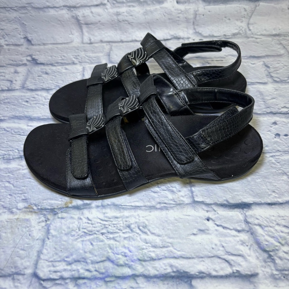 Vionic Amber Black Leather Slingback Sandals Comf… - image 8